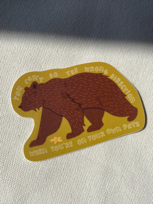 On Your Own Path Grizzly Sticker